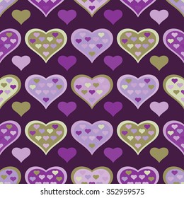 Seamless vector background with decorative hearts and double exposure
