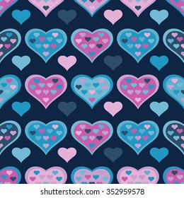 Seamless vector background with decorative hearts and double exposure