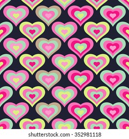 Seamless vector background with decorative hearts