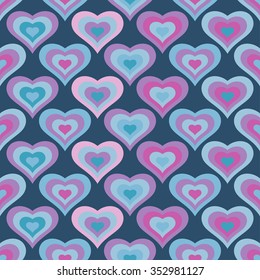 Seamless vector background with decorative hearts