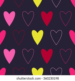 Seamless vector background with decorative hearts