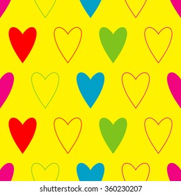 Seamless vector background with decorative hearts