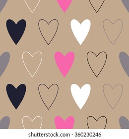 Seamless vector background with decorative hearts