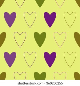 Seamless vector background with decorative hearts
