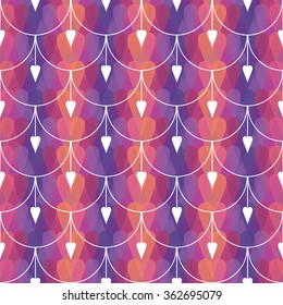 Seamless vector background with decorative hearts
