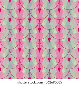 Seamless vector background with decorative hearts