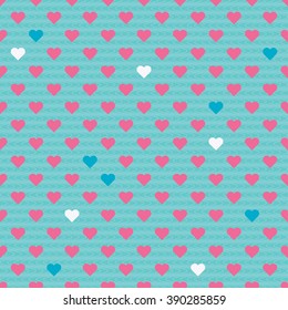 Seamless vector background with decorative hearts. Print. Cloth design, wallpaper.