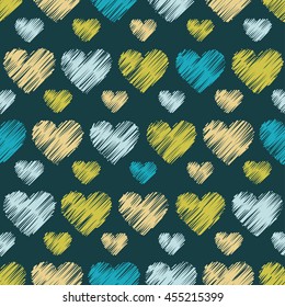 Seamless vector background with decorative hearts. Print. Cloth design, wallpaper.