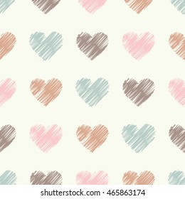 Seamless vector background with decorative hearts. Print. Cloth design, wallpaper.