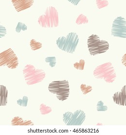 Seamless vector background with decorative hearts. Print. Cloth design, wallpaper.