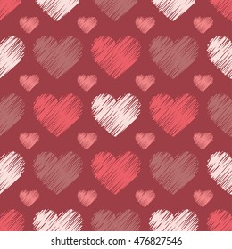 Seamless vector background with decorative hearts. Print. Cloth design, wallpaper.