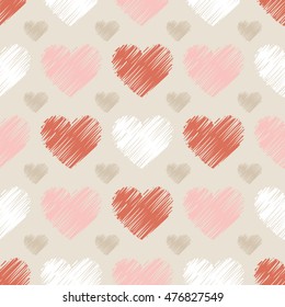 Seamless vector background with decorative hearts. Print. Cloth design, wallpaper.