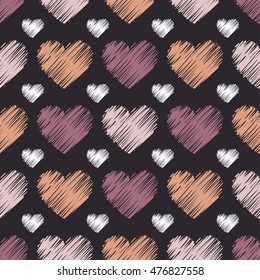 Seamless vector background with decorative hearts. Print. Cloth design, wallpaper.