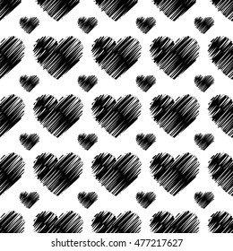 Seamless vector background with decorative hearts. Print. Cloth design, wallpaper.