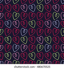 Seamless vector background with decorative hearts. Print. Cloth design, wallpaper.