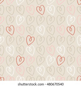 Seamless vector background with decorative hearts. Print. Cloth design, wallpaper.