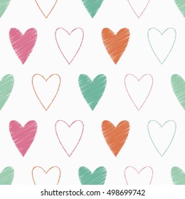 Seamless vector background with decorative hearts. Print. Poster Love. Cloth design, wallpaper.