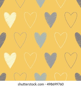 Seamless vector background with decorative hearts. Print. Poster Love. Cloth design, wallpaper.