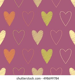 Seamless vector background with decorative hearts. Print. Poster Love. Cloth design, wallpaper.