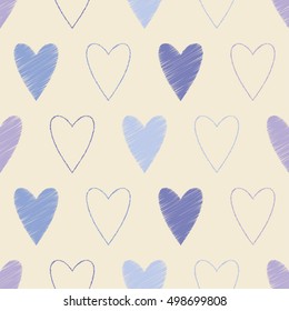 Seamless vector background with decorative hearts. Print. Poster Love. Cloth design, wallpaper.