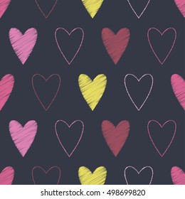 Seamless vector background with decorative hearts. Print. Poster Love. Cloth design, wallpaper.