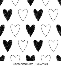 Seamless vector background with decorative hearts. Print. Poster Love. Cloth design, wallpaper.