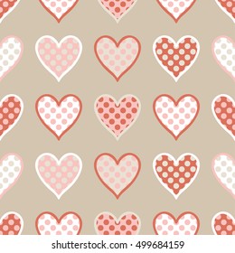 Seamless vector background with decorative hearts. Print. Poster Love. Cloth design, wallpaper.
