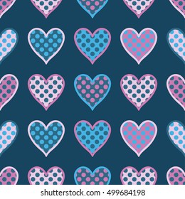Seamless vector background with decorative hearts. Print. Poster Love. Cloth design, wallpaper.