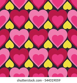 Seamless vector background with decorative hearts. Print. Cloth design, wallpaper.