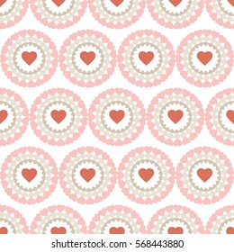 Seamless vector background with decorative hearts. Valentine's day. Print. Cloth design, wallpaper.
