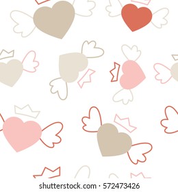 Seamless vector background with decorative hearts. Valentine's day. Print. Cloth design, wallpaper.