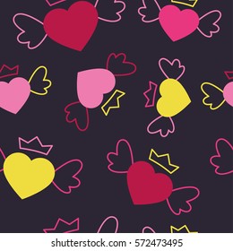 Seamless vector background with decorative hearts. Valentine's day. Print. Cloth design, wallpaper.
