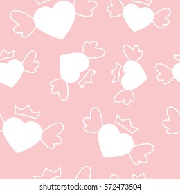 Seamless vector background with decorative hearts. Valentine's day. Print. Cloth design, wallpaper.