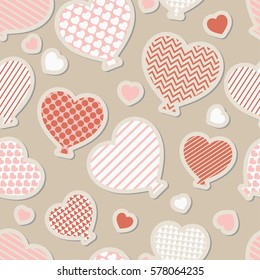 Seamless vector background with decorative hearts. Balloons. Valentine's day. Print. Cloth design, wallpaper.