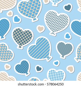 Seamless vector background with decorative hearts. Balloons. Valentine's day. Print. Cloth design, wallpaper.