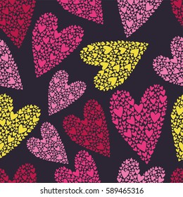 Seamless vector background with decorative hearts. Balloons. Valentine's day. Print. Cloth design, wallpaper.