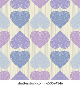 Seamless vector background with decorative hearts. Valentine's day. Textile rapport.
