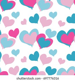 Seamless vector background with decorative hearts. Valentine's day. Hand-drawing. Textile rapport.