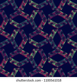 Seamless vector background with decorative leaves. Halftone. The texture of rhombus. Texture of palm leaves. Textile rapport.