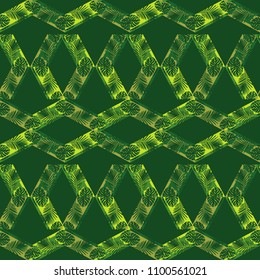 Seamless vector background with decorative leaves. Halftone. The texture of rhombus. Texture of palm leaves. Textile rapport.