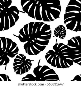 Seamless vector background with decorative leaves. Palm leaves. Print. Cloth design, wallpaper.