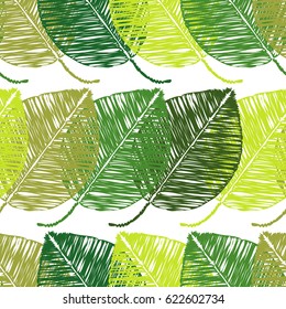 Seamless vector background with decorative leaves. 
