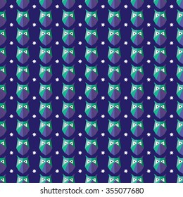 Seamless vector background with decorative polygonal owls