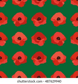Seamless vector background with decorative red poppies. Print. Repeating background. Cloth design, wallpaper.