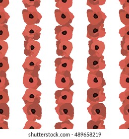 Seamless vector background with decorative red poppies. Print. Repeating background. Cloth design, wallpaper.