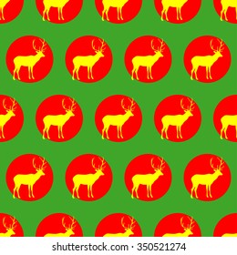 Seamless vector background with decorative reindeer in the style of Pop Art