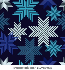 Seamless vector background with decorative snowflakes. Winter pattern. Textile rapport.