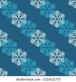 Seamless vector background with decorative snowflakes. Happy Winter! Can be used for wallpaper, textile, invitation card, wrapping, web page background.