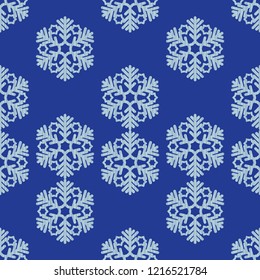 Seamless vector background with decorative snowflakes. Happy Winter! Can be used for wallpaper, textile, invitation card, wrapping, web page background.