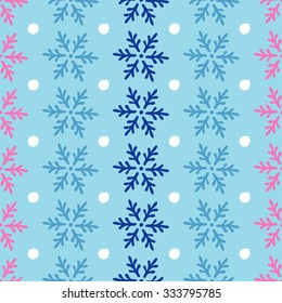 Seamless vector background with decorative snowflakes